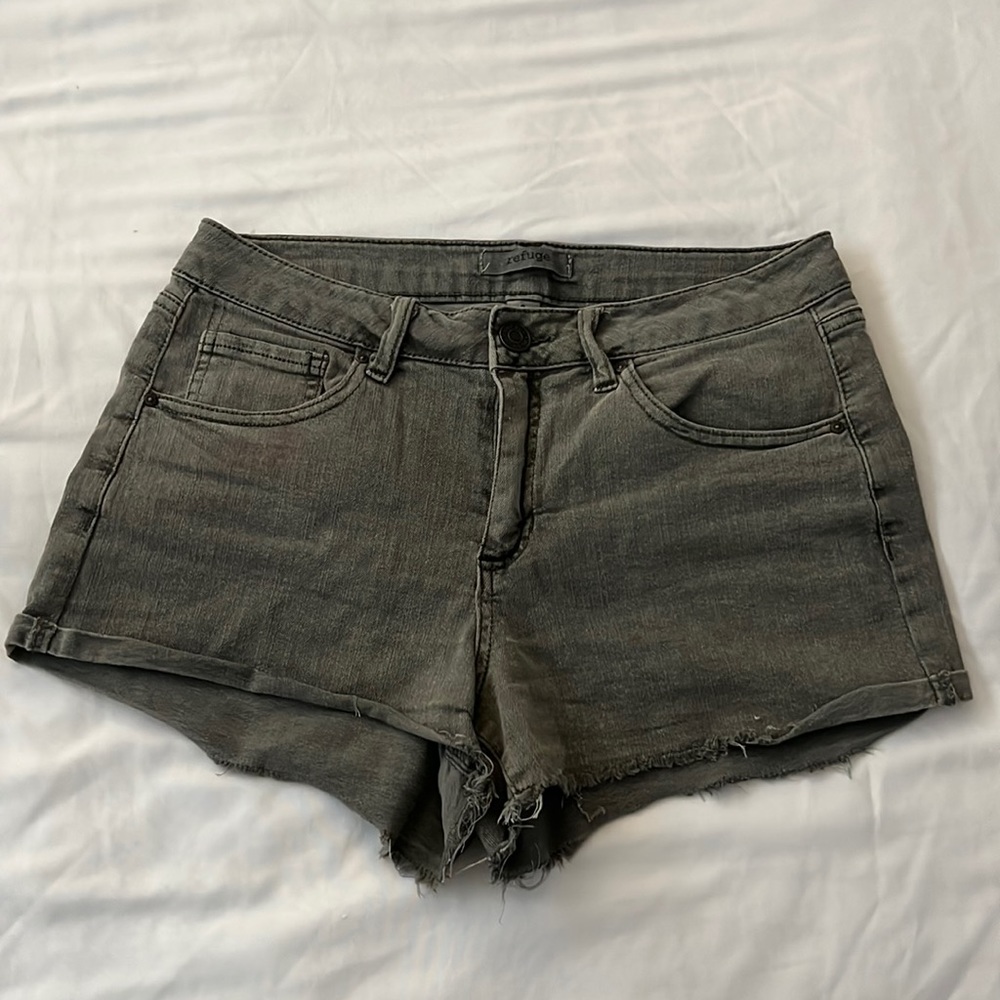 Olive green jean shorts